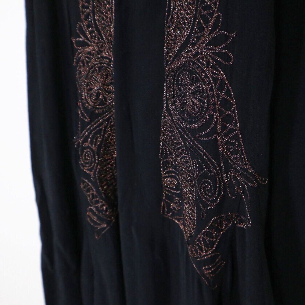 Cleobella Size S Metallic Embroidered Black Midi Dress Viscose Crepe - Picture 5 of 9